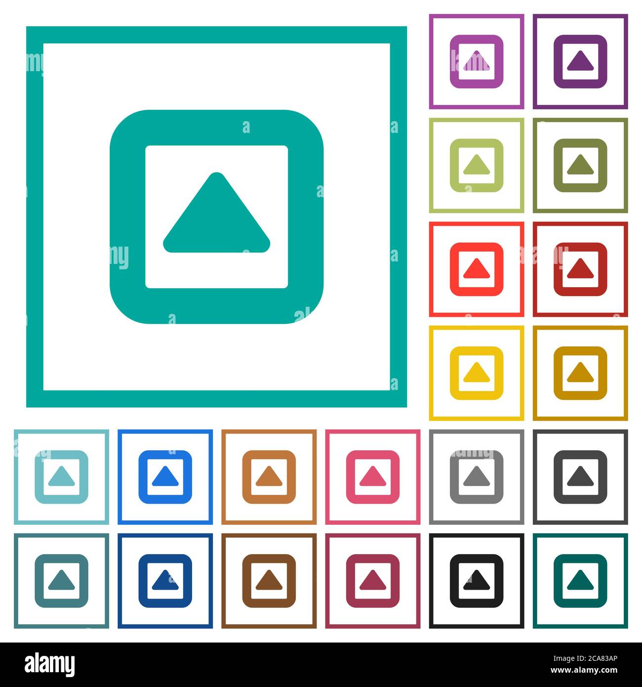 Toggle up flat color icons with quadrant frames on white background Stock Vector