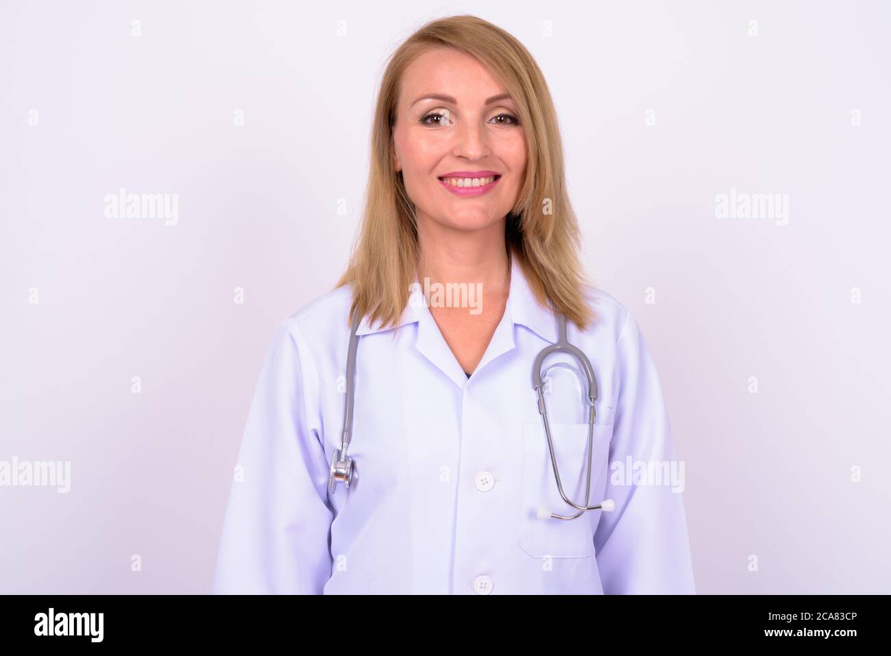 Happy caucasian woman doctor hi-res stock photography and images - Alamy