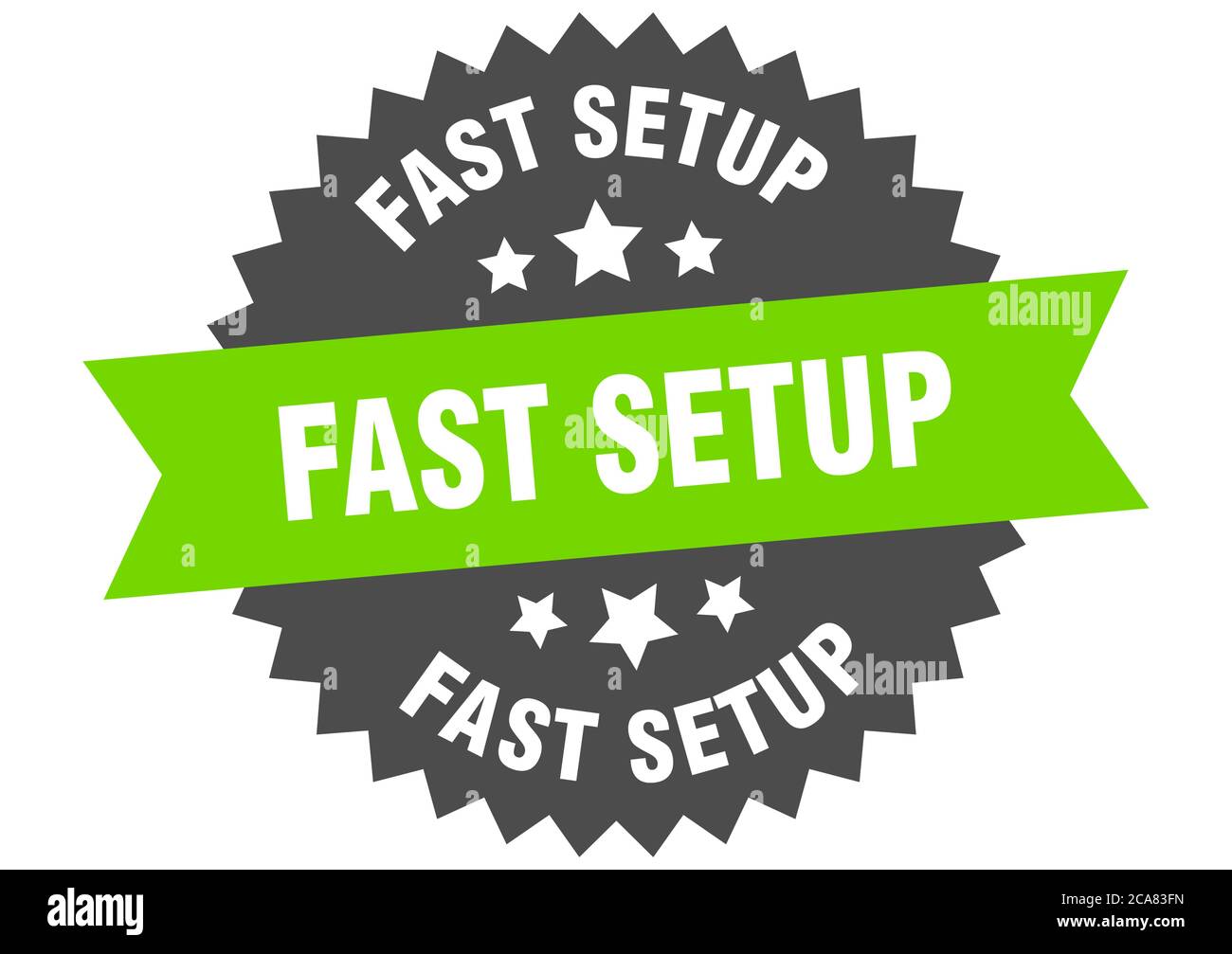 fast setup round isolated ribbon label. fast setup sign Stock Vector
