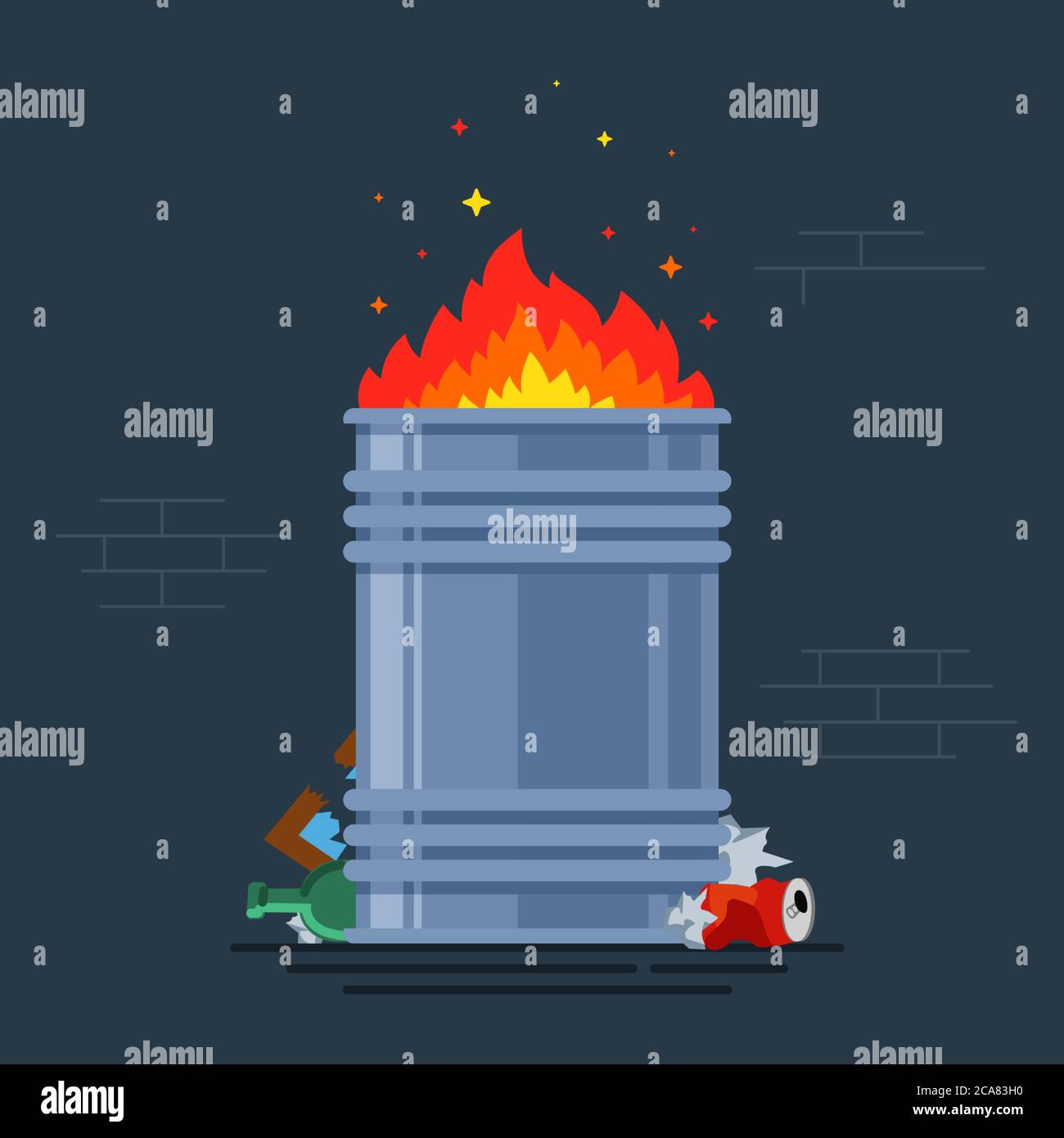 trash can burns. bonfire for poor people. burning a bunch of monsoon