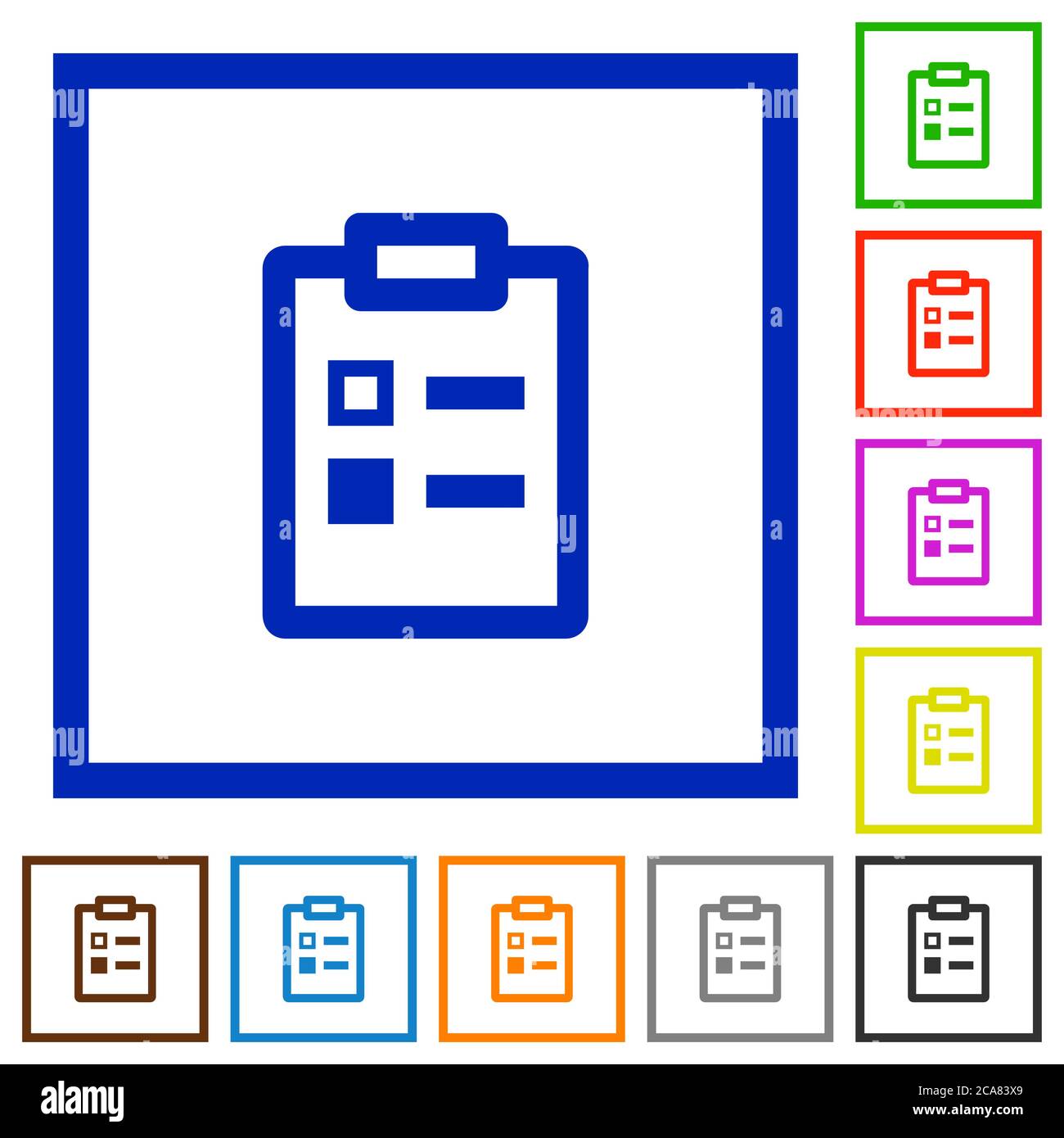Survey flat color icons in square frames on white background Stock Vector