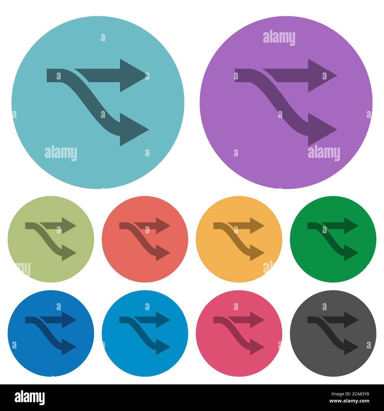 Fork darker flat icons on color round background Stock Vector