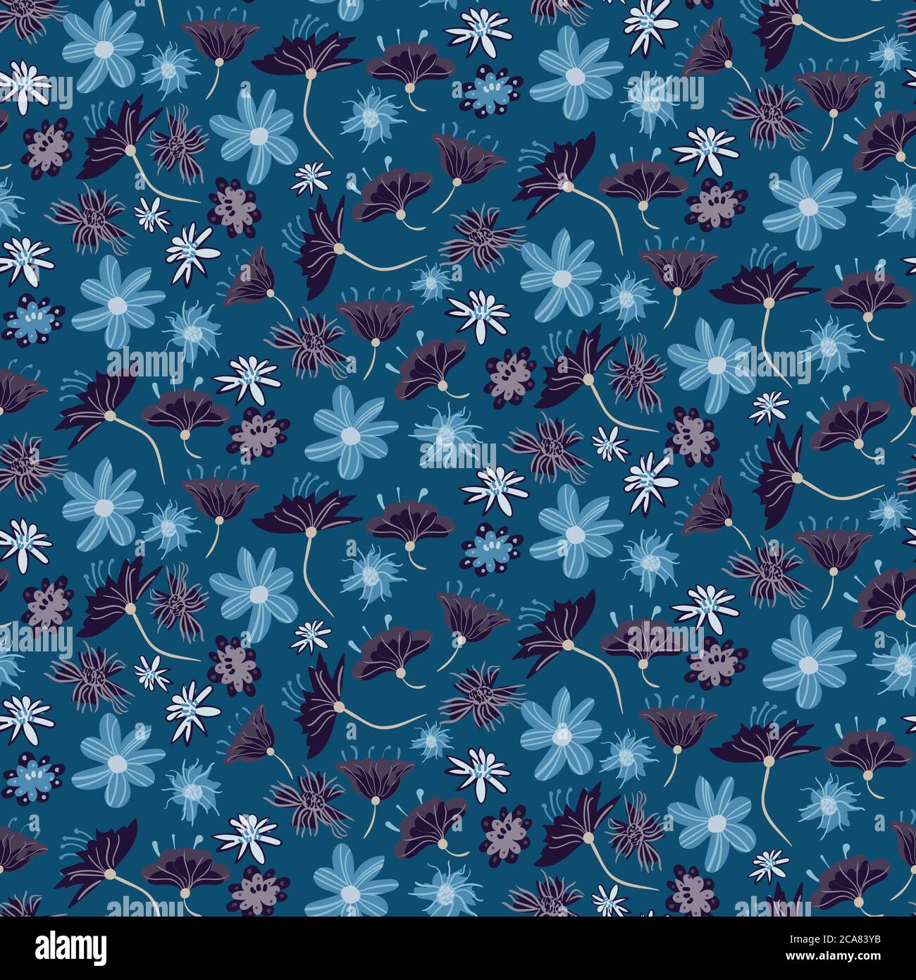 hand drawn garden flowers seamless vector pattern Stock Vector Image ...