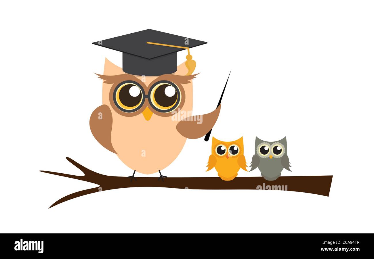 Owl Teacher Education Concept Template. Vector Illustration Stock Vector