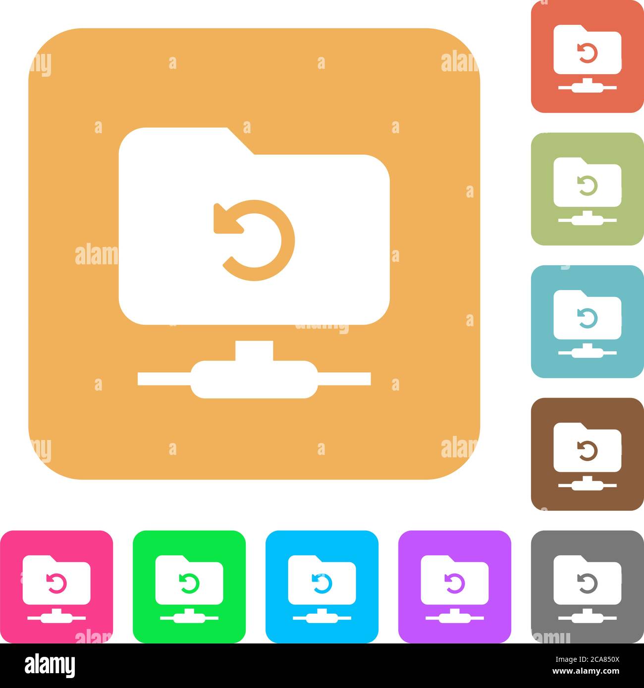 FTP undo flat icons on rounded square vivid color backgrounds. Stock Vector