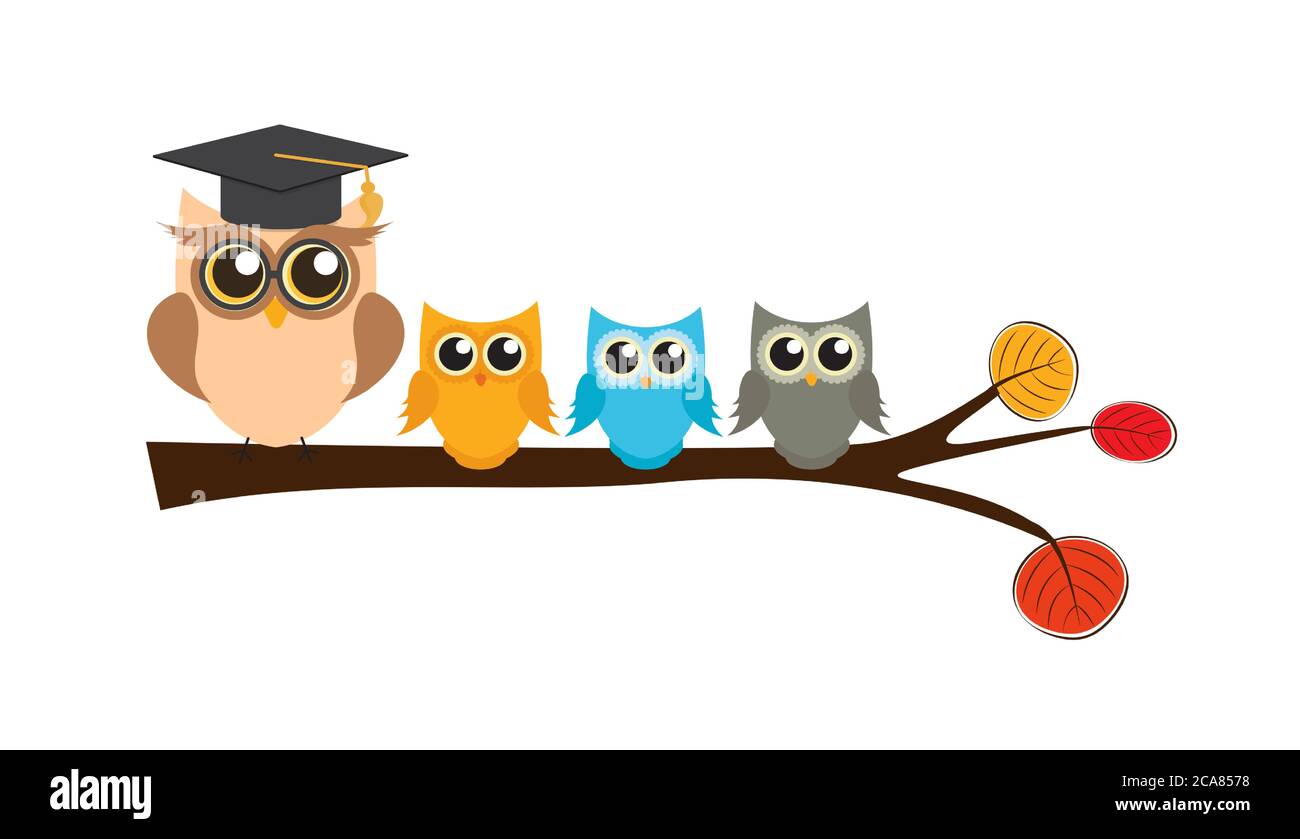 Owl Teacher Education Concept Template. Vector Illustration Stock Vector