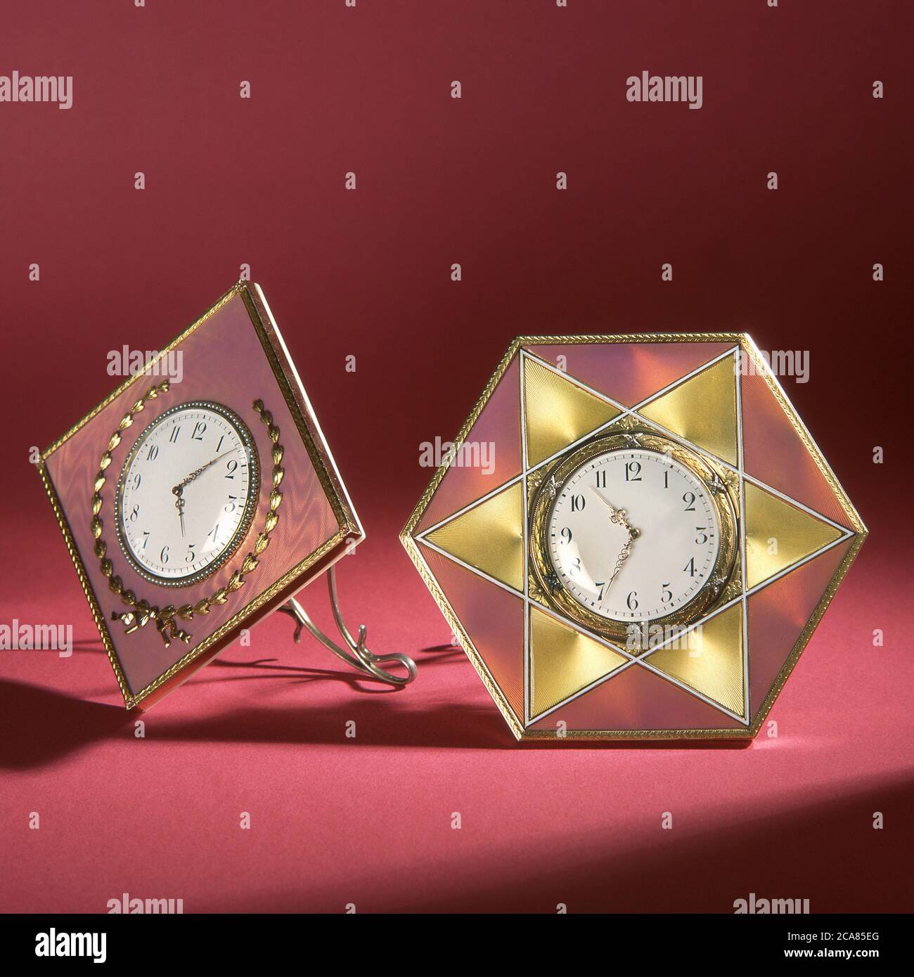 Fine travel clocks by faberge Stock Photo Alamy