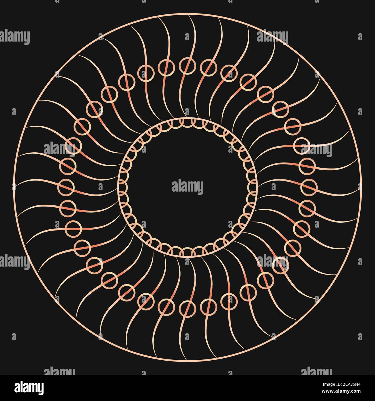Radial pattern concept, rose gold gradient, adobe illustrator Stock