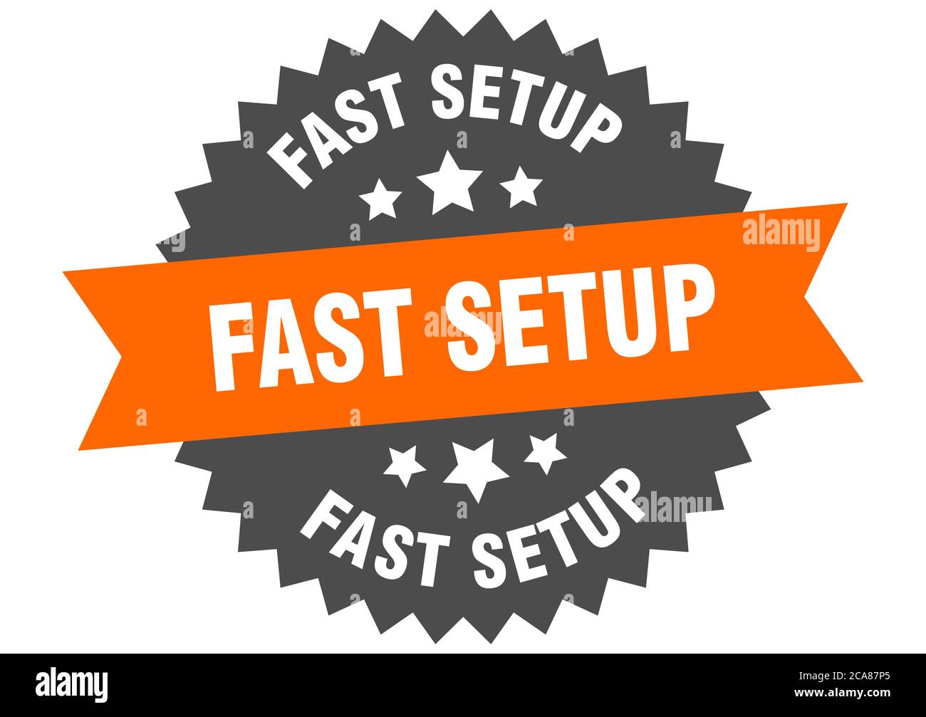 fast setup round isolated ribbon label. fast setup sign Stock Vector