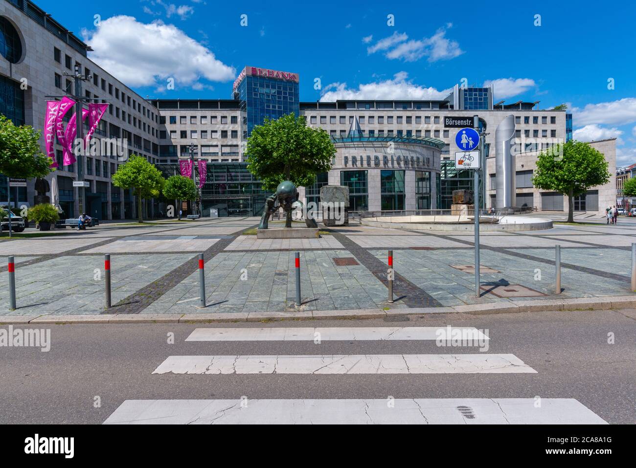 Börsenplatz square with state bank Baden-Wuerttemberg and Friedrichsbau, Stuttgart, city centre,  federal state of Baden-Württemberg, South Germany Stock Photo