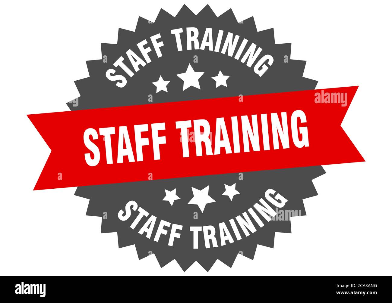staff training round isolated ribbon label. staff training sign Stock