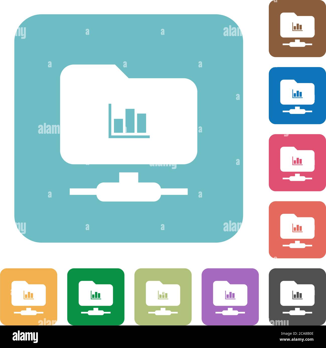FTP statistics white flat icons on color rounded square backgrounds Stock Vector