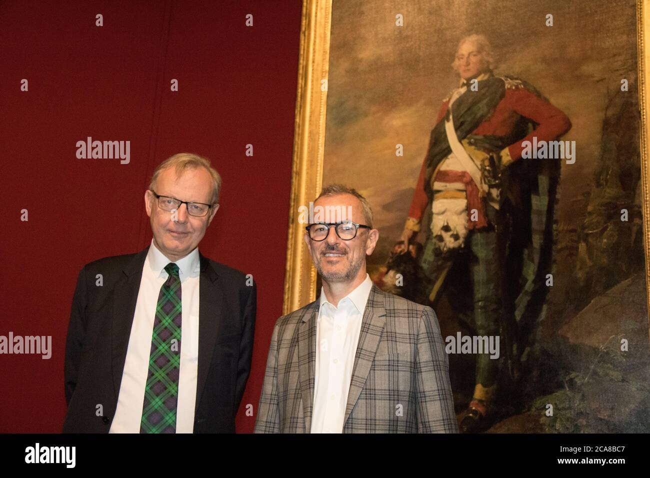 Michael Clarke, CBE, director of the Scottish National Gallery and Michael Brand, director of the AGNSW in front of a painting of Sir John Sinclair of Stock Photo