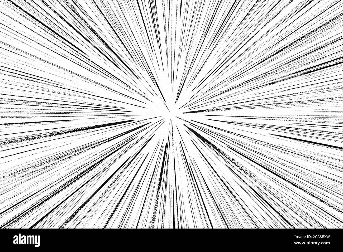 Black and white radial lines spped light or light rays comic book