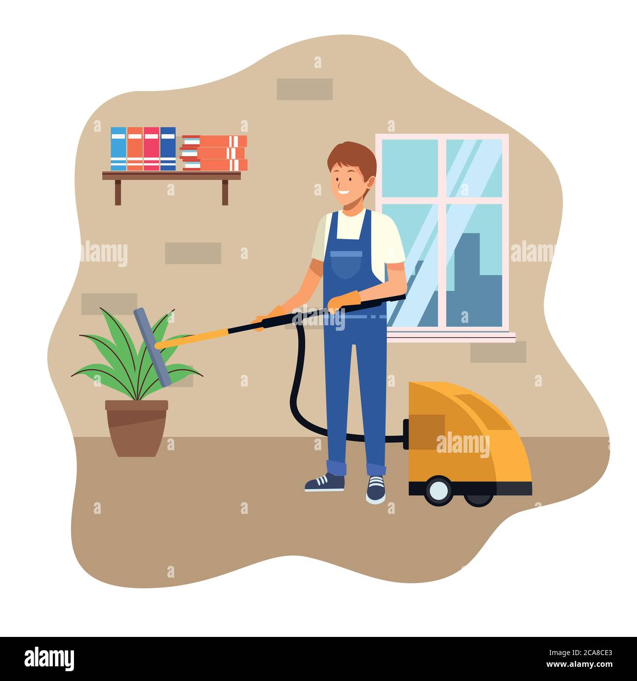 Male house cleaner in uniform Stock Vector Images - Alamy