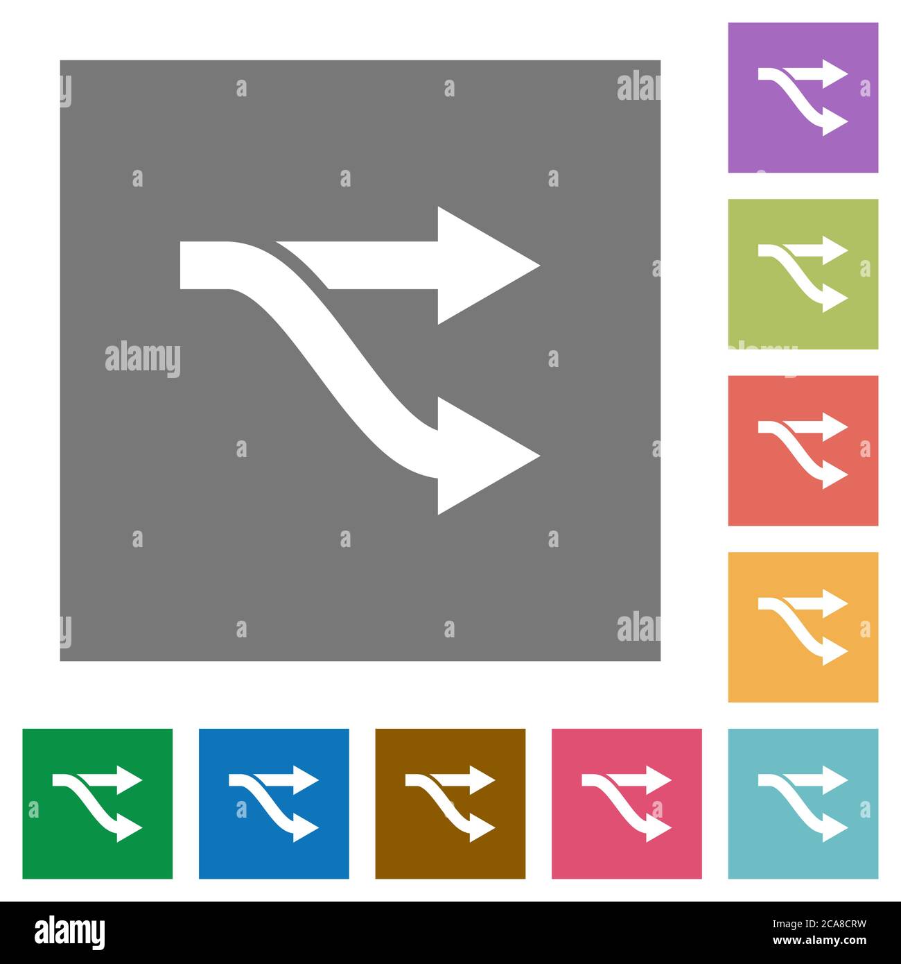 Fork flat icons on simple color square backgrounds Stock Vector