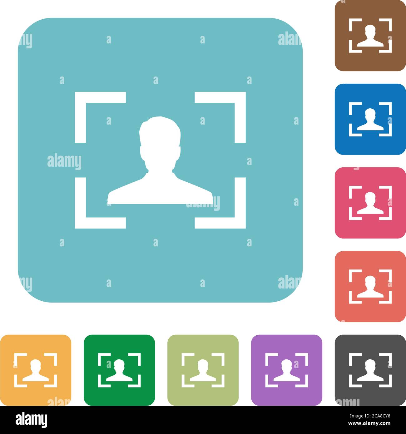 Camera portrait mode white flat icons on color rounded square ...