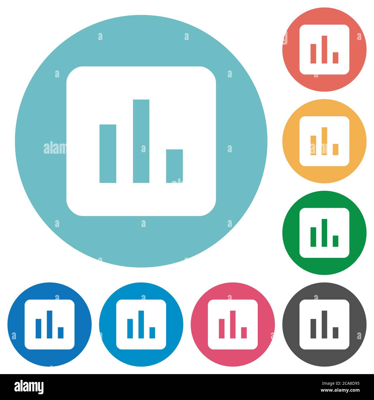 Chart flat white icons on round color backgrounds Stock Vector Image ...