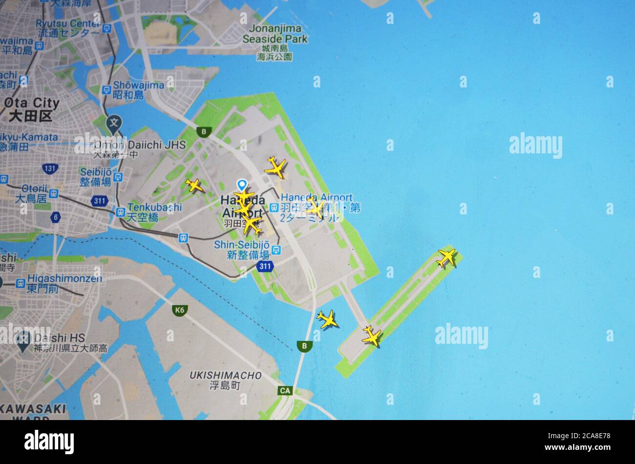 Air Traffic On Haneda Airport 05 August Utc 21 44 On Internet With Flightradar 24 Site During The Coronavirus Pandemic Period Stock Photo Alamy