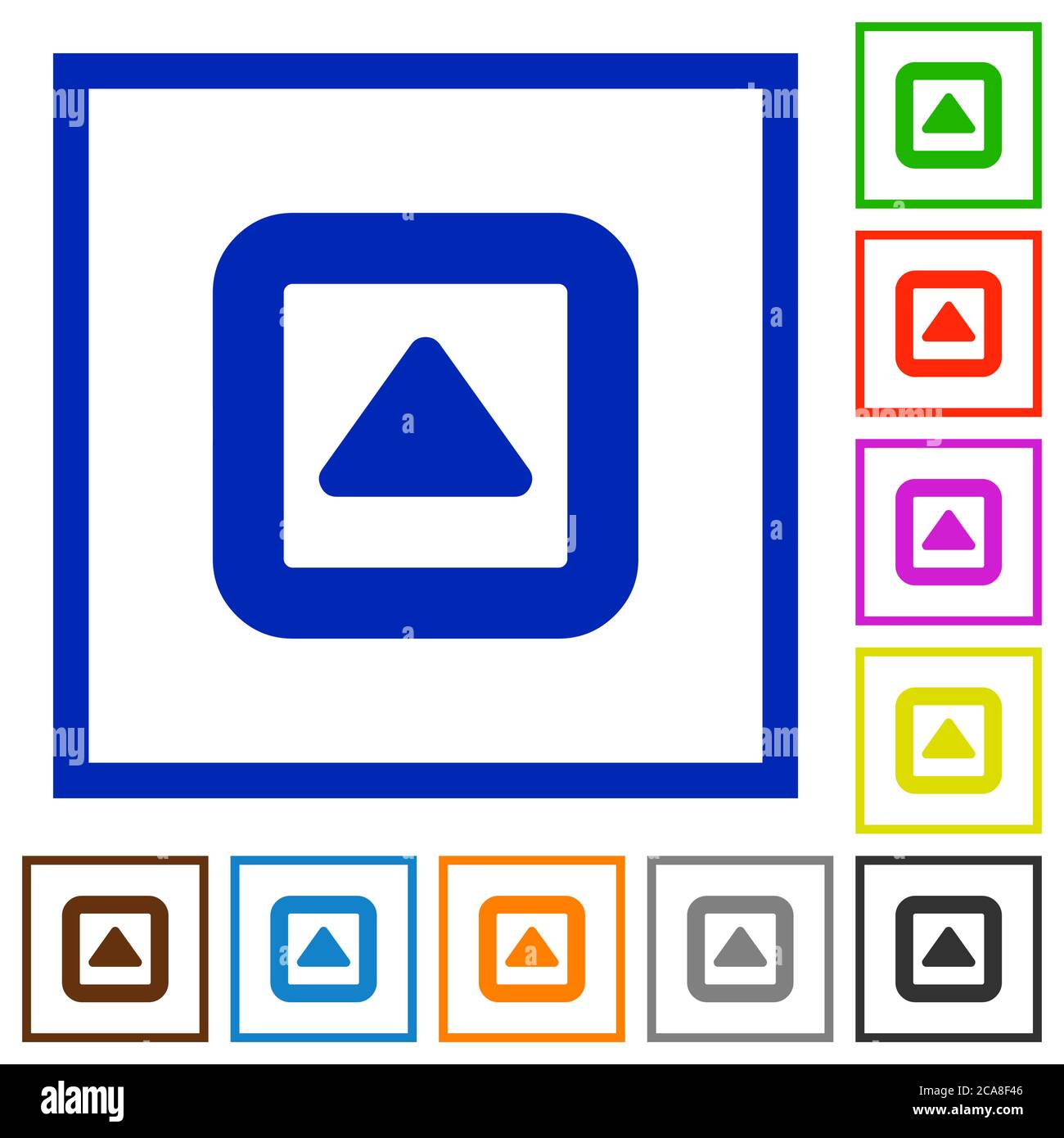 Toggle up flat color icons in square frames on white background Stock Vector