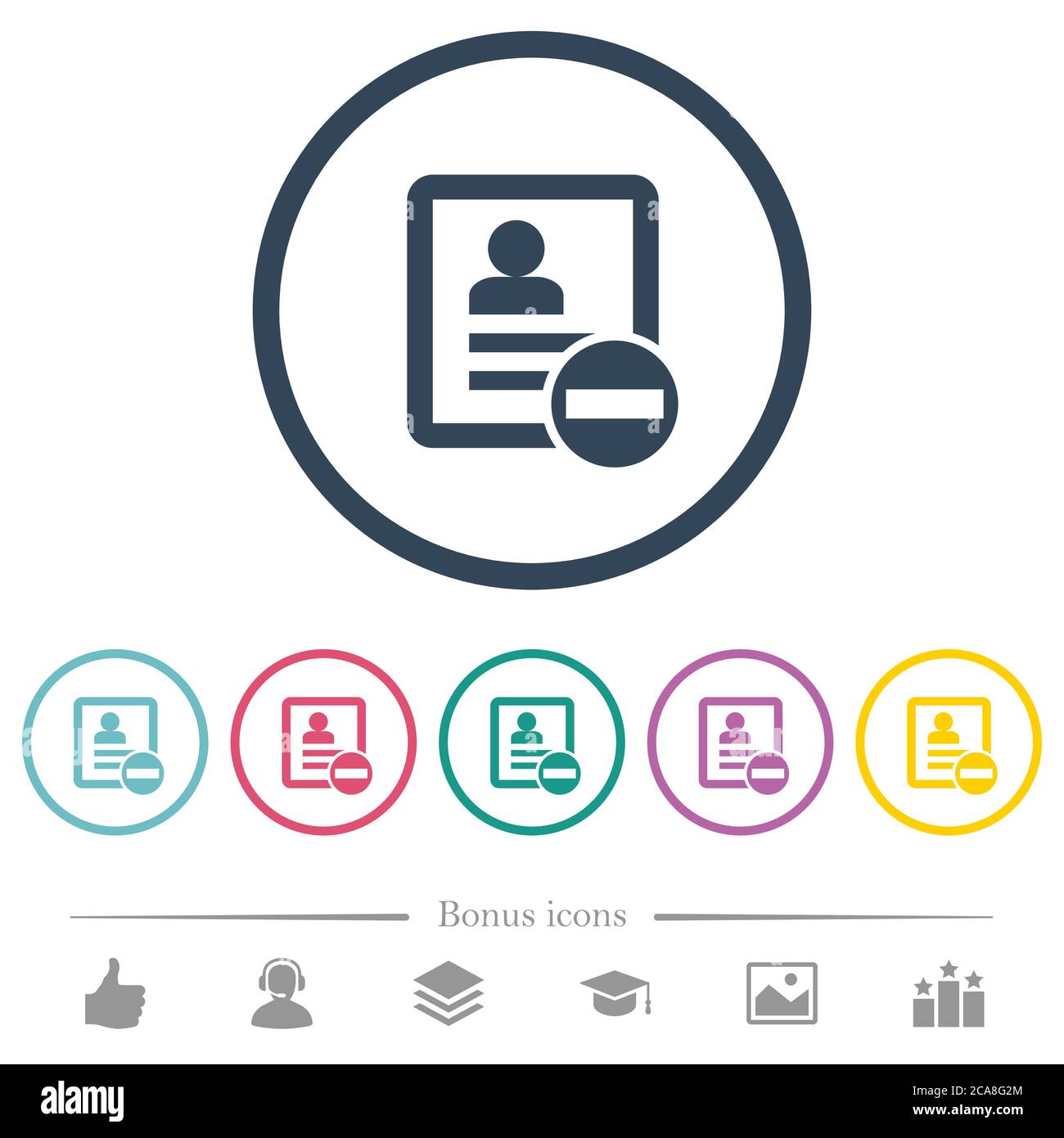 Remove contact flat color icons in round outlines. 6 bonus icons ...