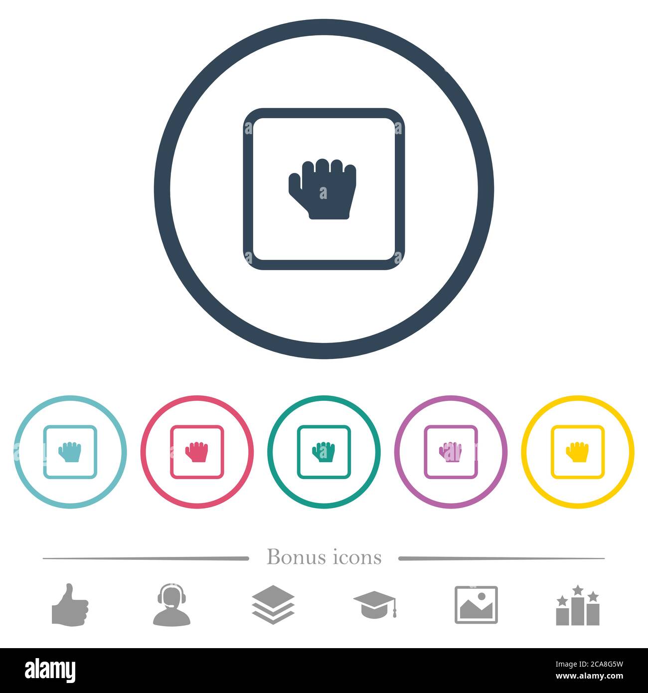 Grab object flat color icons in round outlines. 6 bonus icons included ...