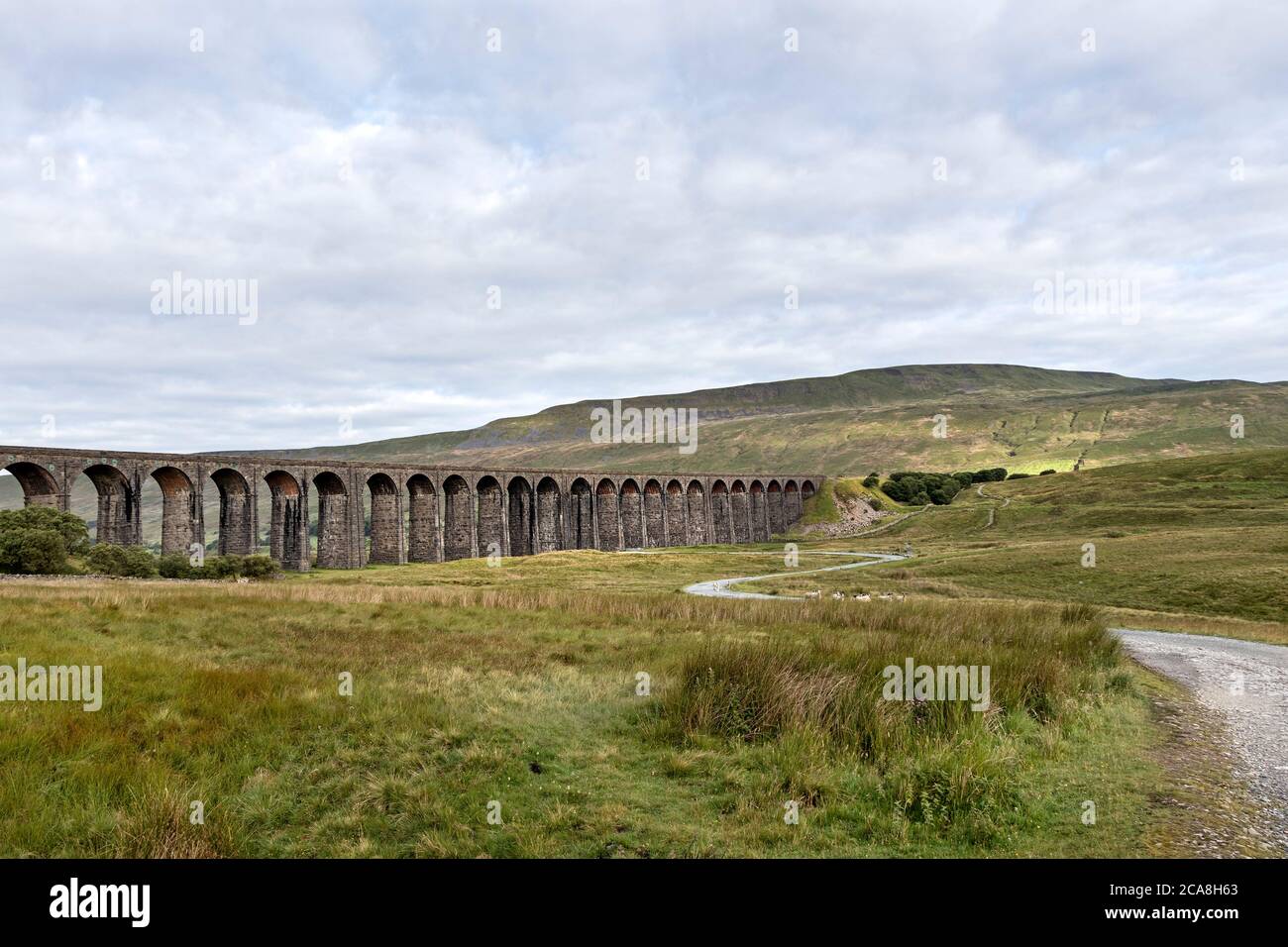 The Ribblehead Viaduct with the Hill of Whernside Beyond, Yorkshire Dales, UK Stock Photo