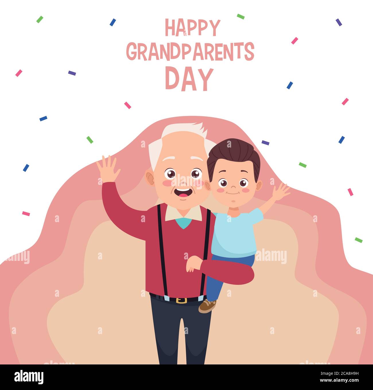 Happy Grandparents Day Card With Grandfather And Grandson Vector 