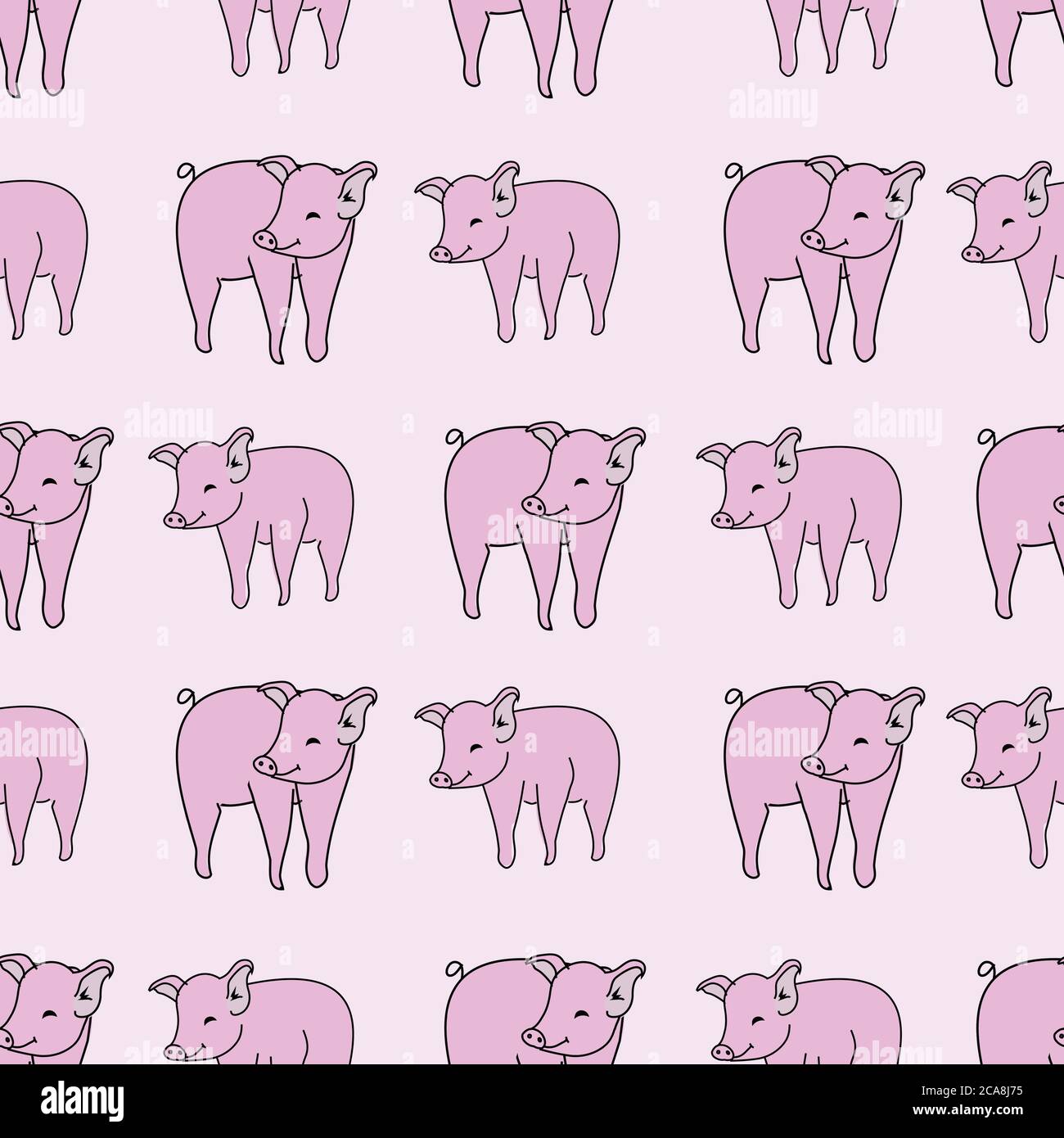 Pigs Seamless pattern with pigs looking around repeated on pink ...