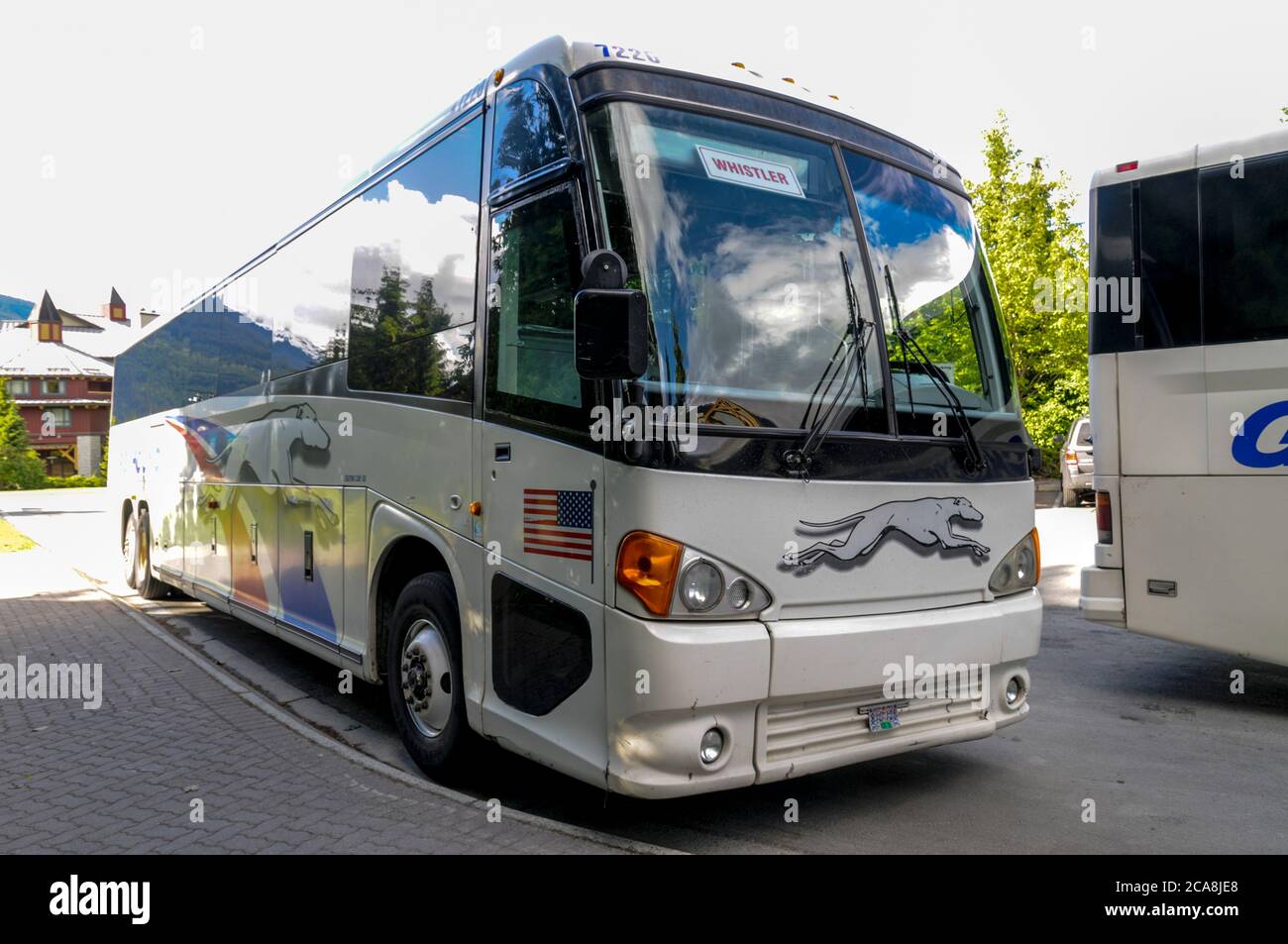 A Greyhound bus in Whistler, British Columbia, Canada Stock Photo Alamy