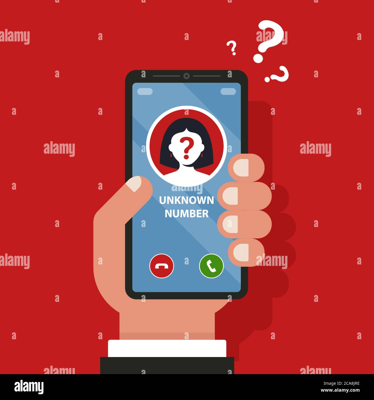 an unfamiliar mobile number is ringing on the phone. flat vector illustration Stock Vector Image