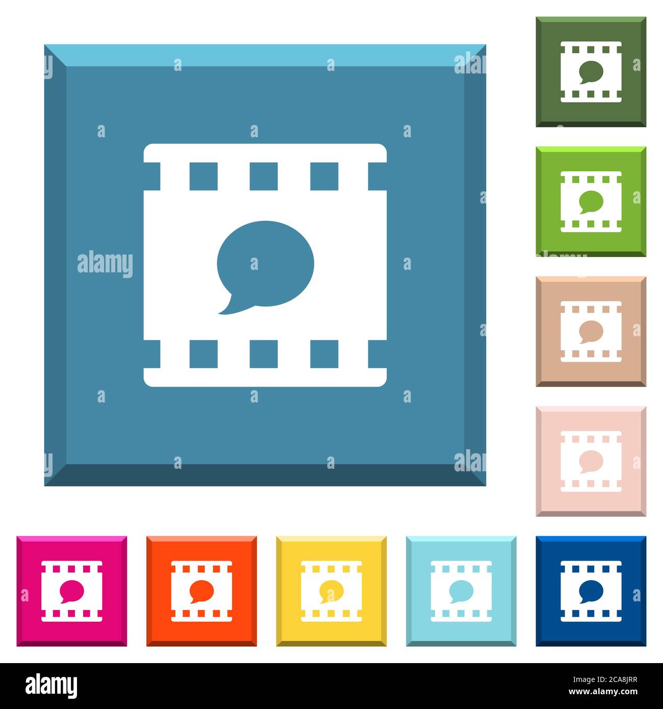 Comment movie white icons on edged square buttons in various trendy ...