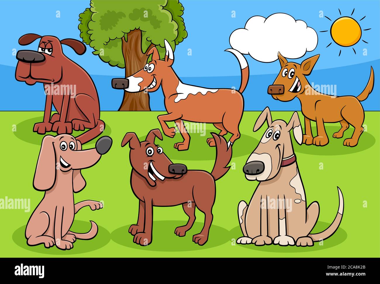 Cartoon Illustration of Dogs and Puppies Animal Comic Characters Group ...