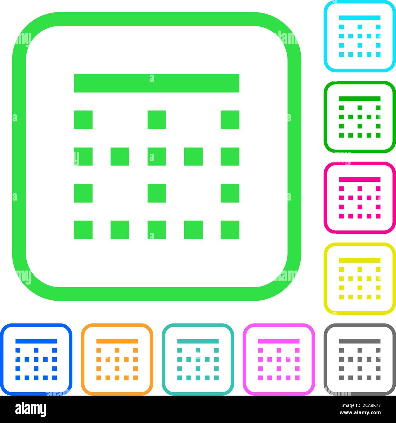Top border vivid colored flat icons in curved borders on white ...