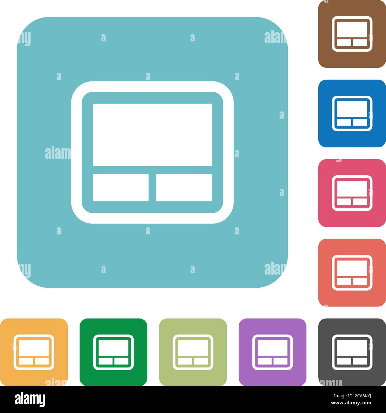 Laptop touchpad white flat icons on color rounded square backgrounds ...