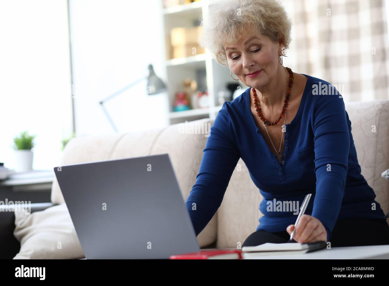 Grandma creates personal profile on social network Stock Photo - Alamy