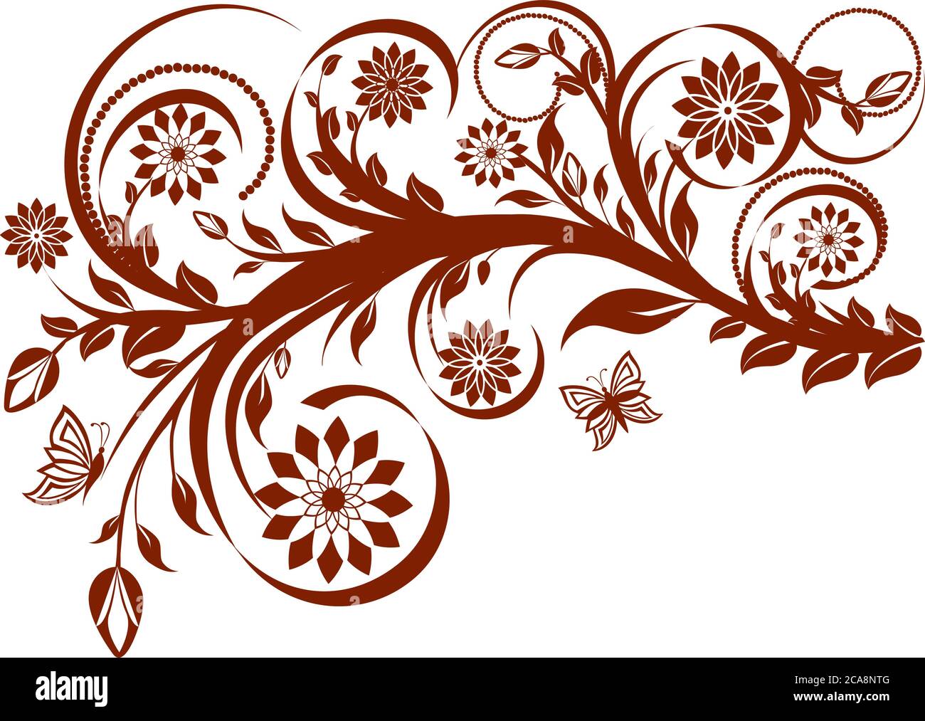 vector illustration of a floral background with butterflies Stock ...