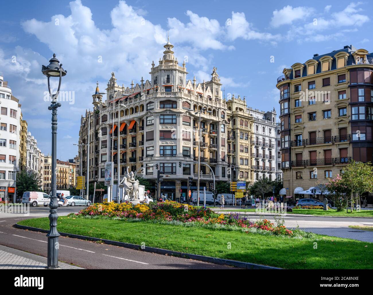 Apartment buildings, Plaza Euskadi, San Sebastian Stock Photo