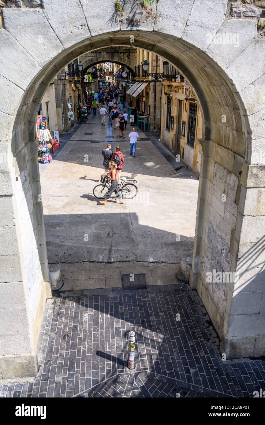 Portu street, Parte Vieja (Old Part), San Sebastian Stock Photo