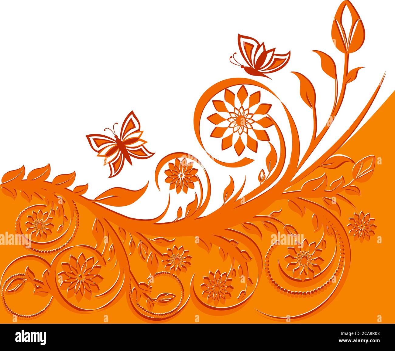 vector illustration of a floral background with butterflies Stock ...