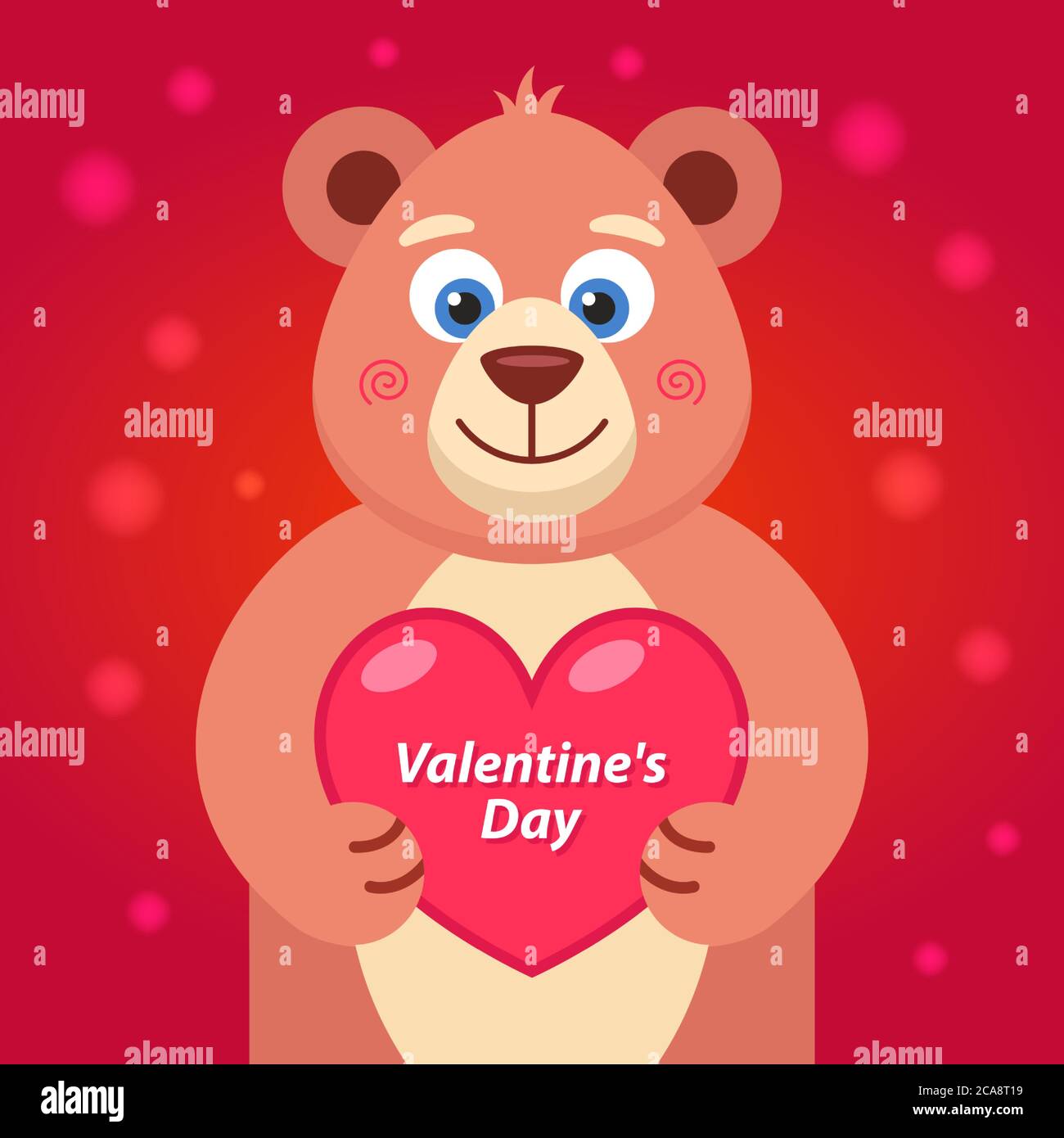 brown teddy bear with a heart in its paws. declaration of love. flat ...