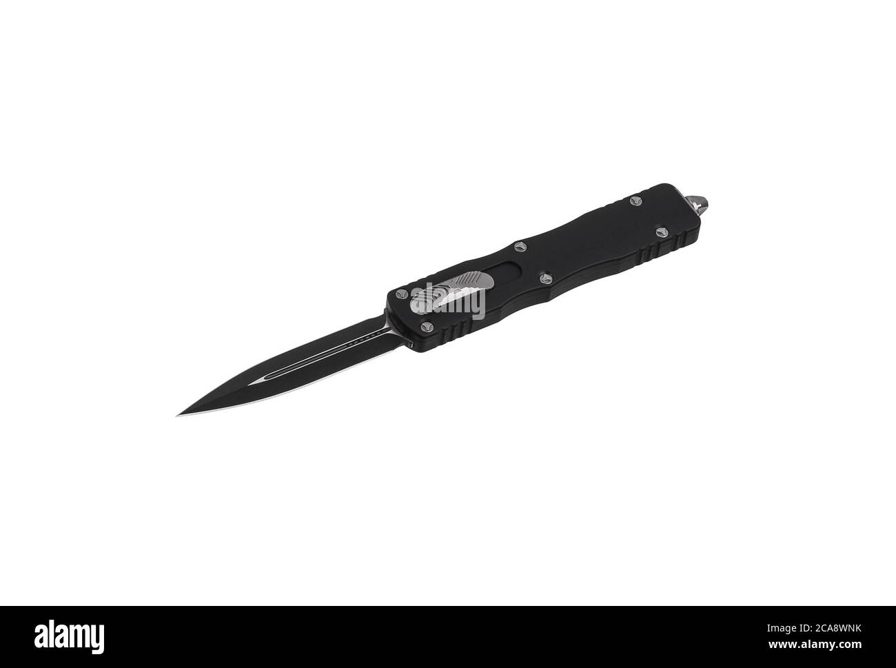 Switchblade (automatic) outthefront (OTF) knife with black handle and
