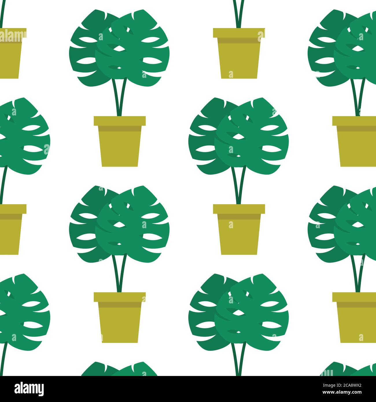 monstera plant seamless pattern, vector illustration Stock Vector