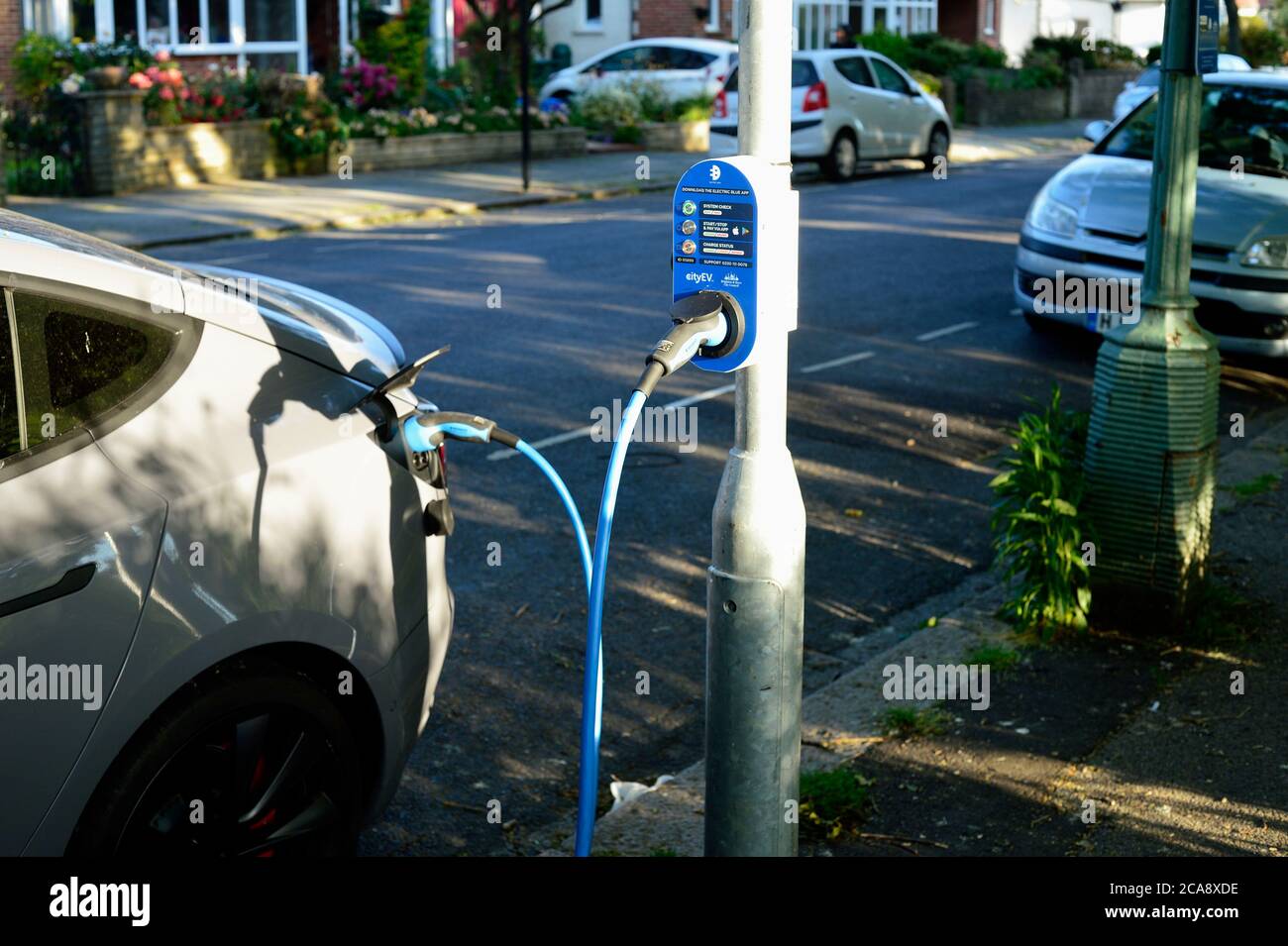 Public street electric car charging point Stock Photo Alamy