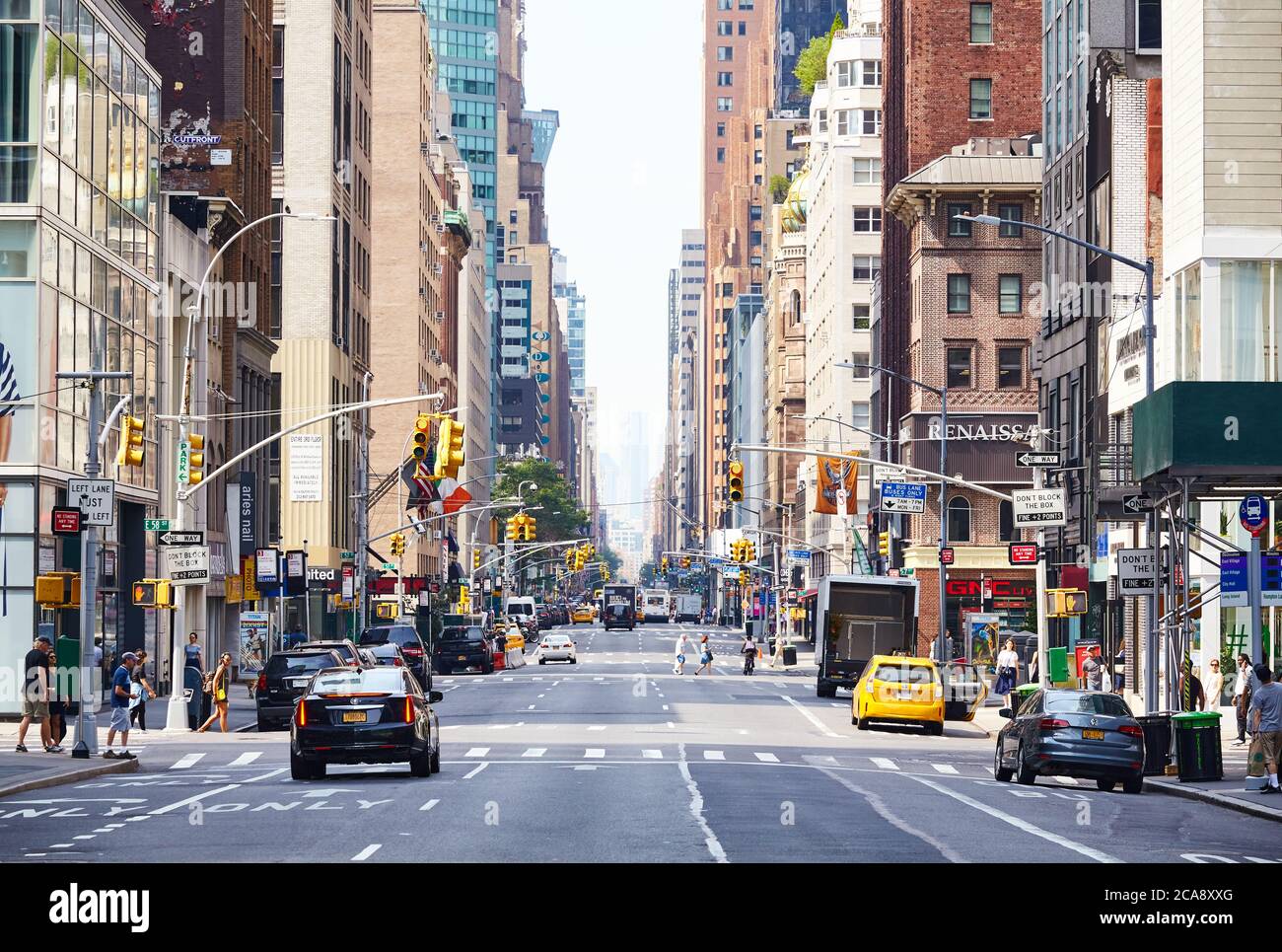 New York, USA - July 01, 2018: General view of bustling Lexington Avenue located on the East Side of the borough of Manhattan. Stock Photo