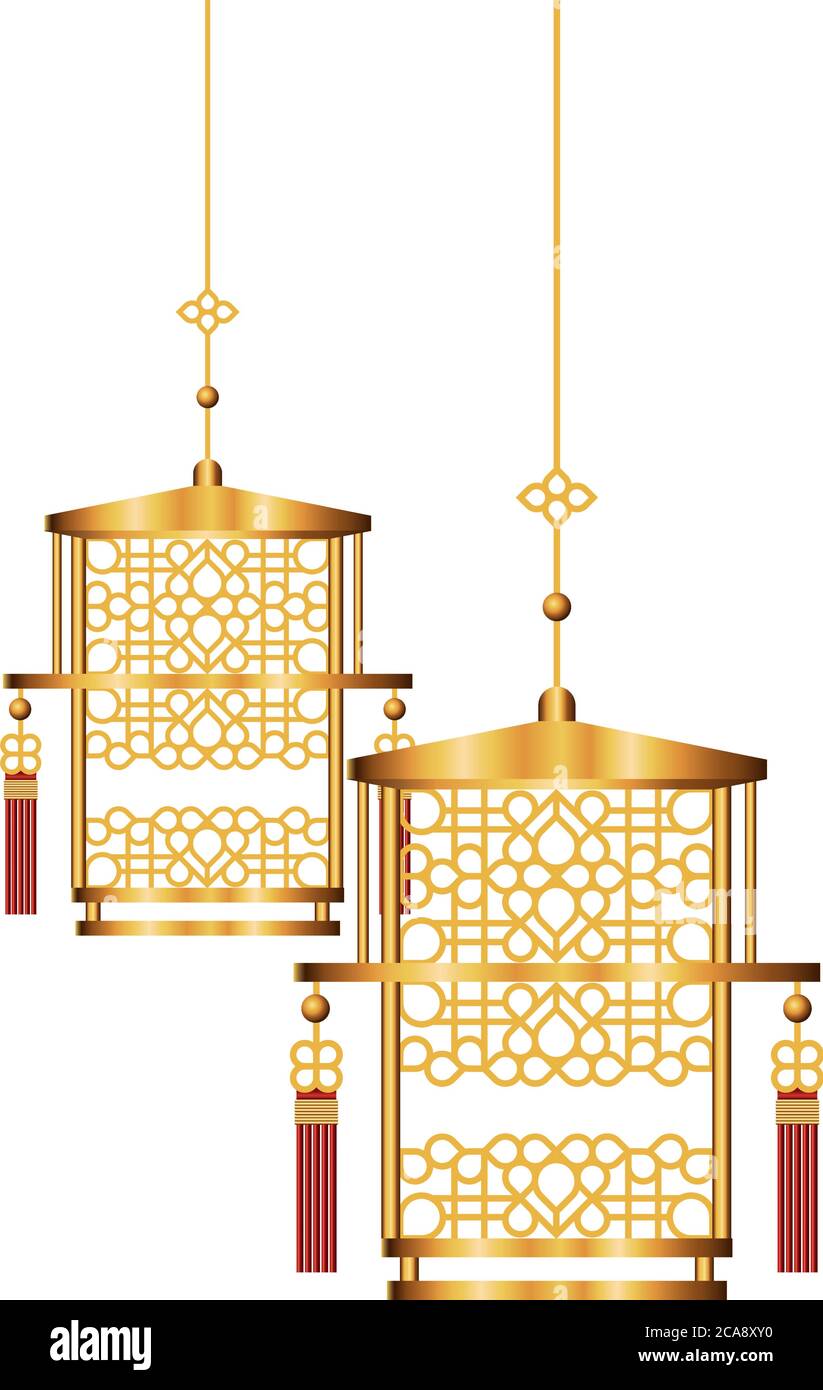 Chinese gold lanterns design, China culture asia travel landmark famous