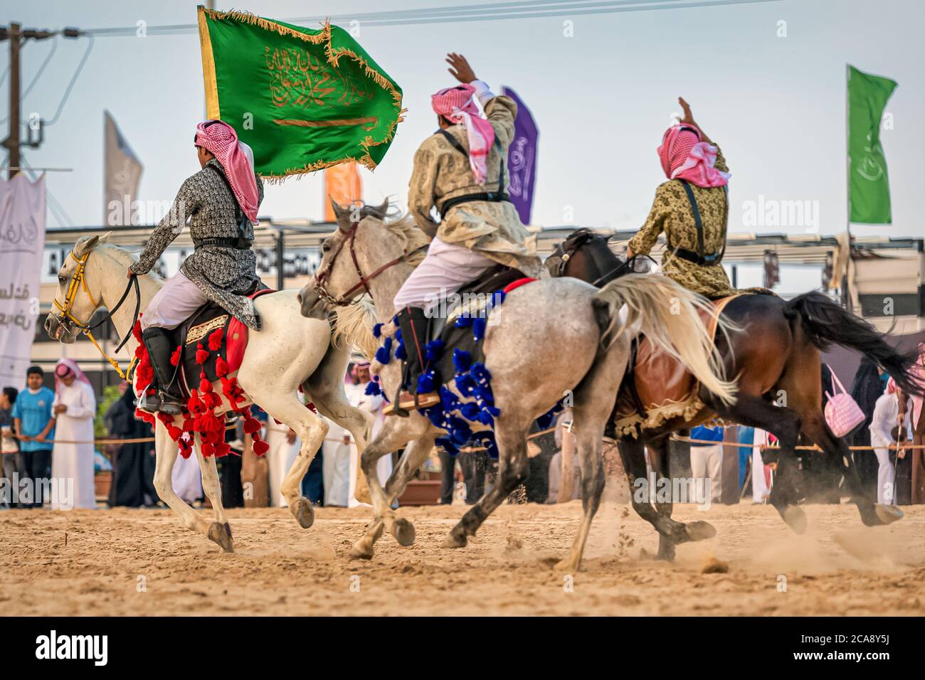 Saudi Arab Horse riders on traditional desert safari festival in abqaiq ...