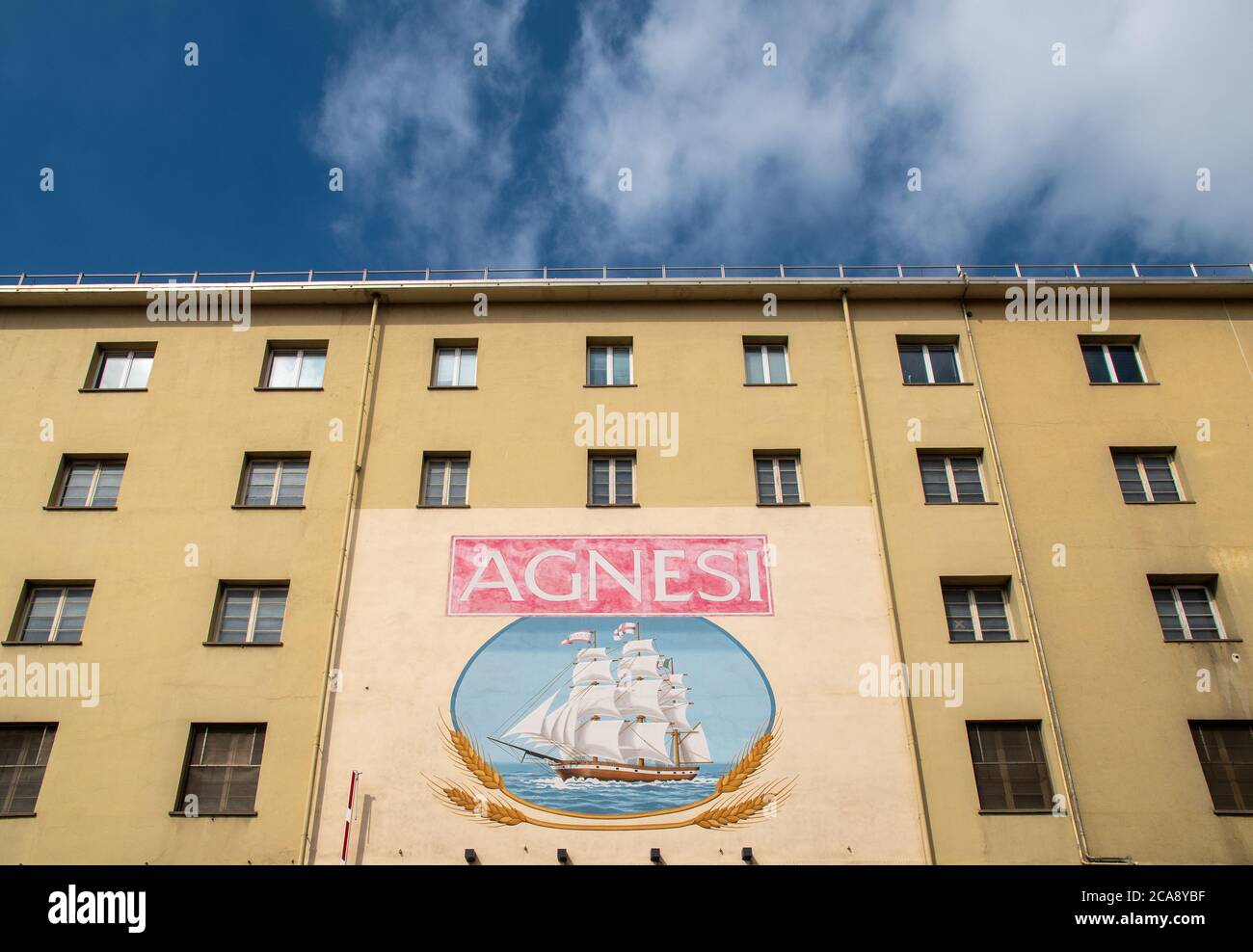 Facade of the former Agnesi Italian pasta factory, the oldest pasta