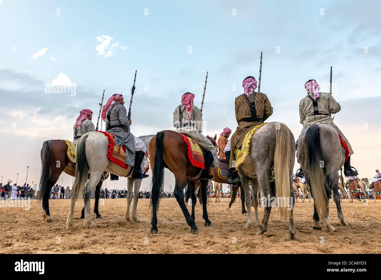 Saudi Arab Horse rider on traditional desert safari festival in abqaiq ...
