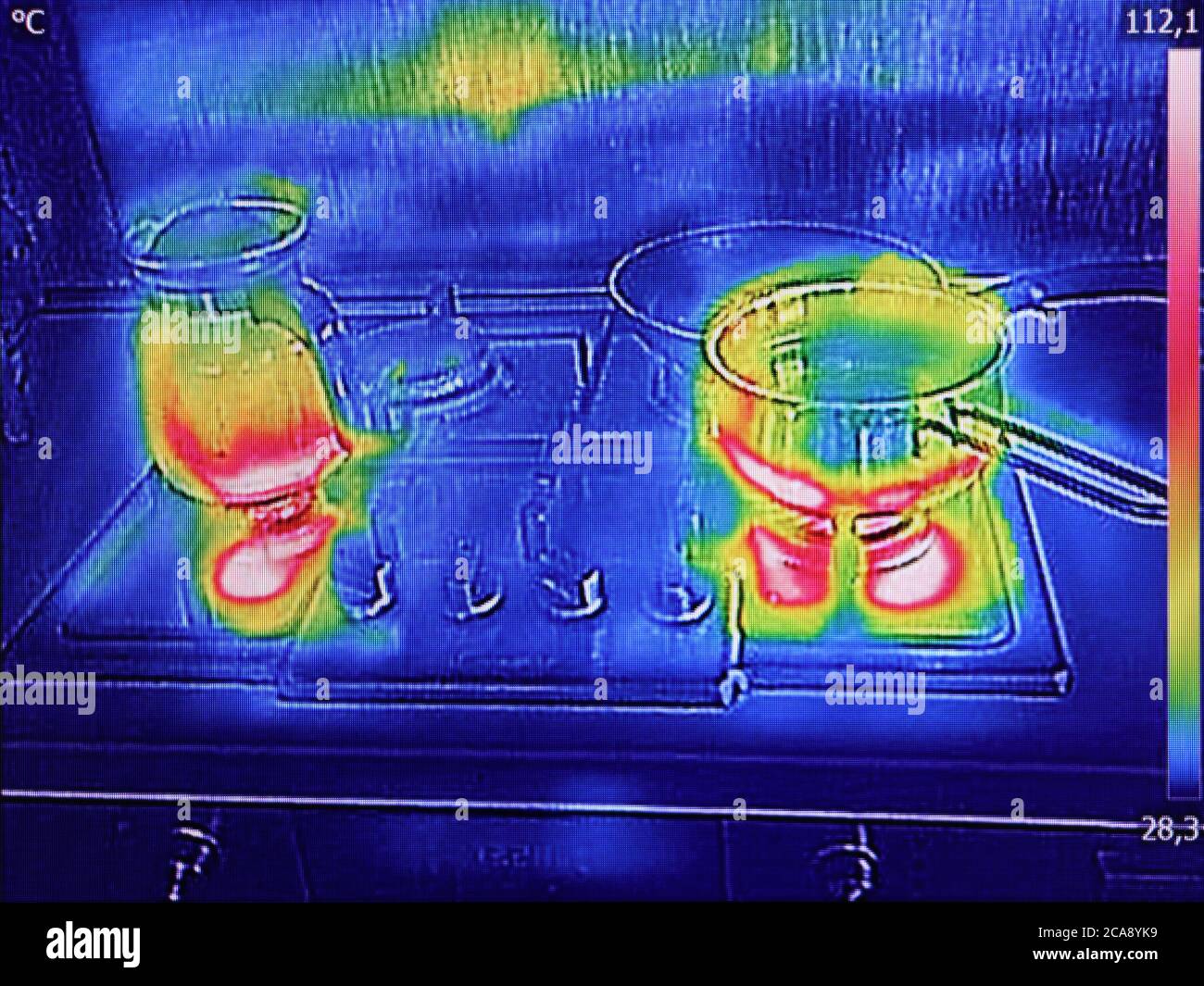 Thermal image, cooking on a gas stove Stock Photo Alamy